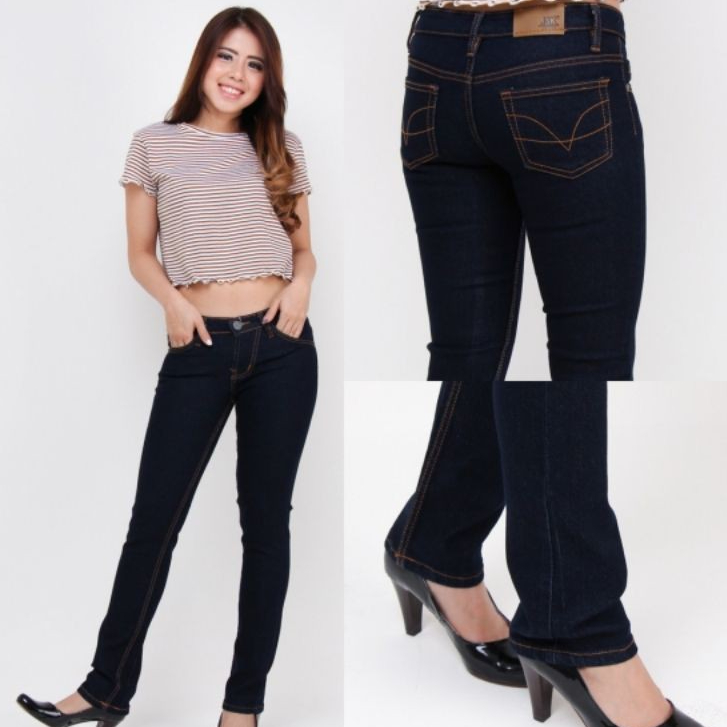 JSK  Jeans Celana Bootcut Wanita  Mid Rise Basic Standar  Bahan Stretch Premium