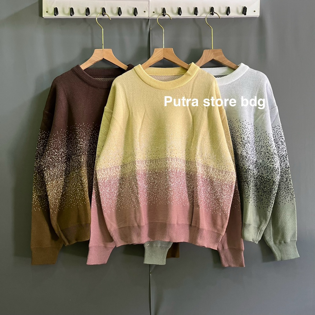indira oversize sweater rajut wanita motif gradasi knitewear