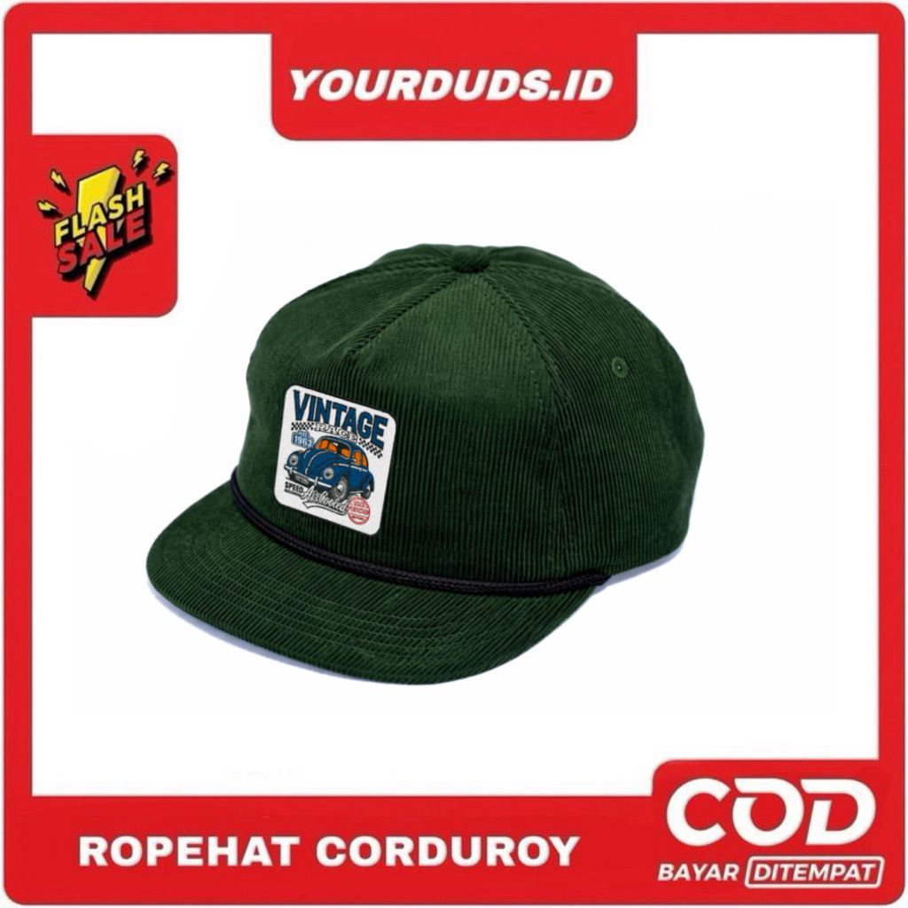 ROPEHAT topi visor pendek CORDUROY BORDIR VINTAGE Anak Laki Perempuan Skena bisa COD Fashion