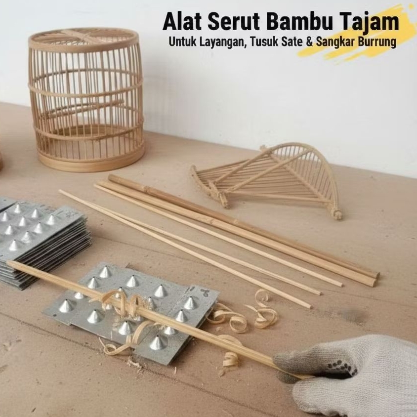 Serutan bambu ruji sangkar , tusuk sate dan layangan