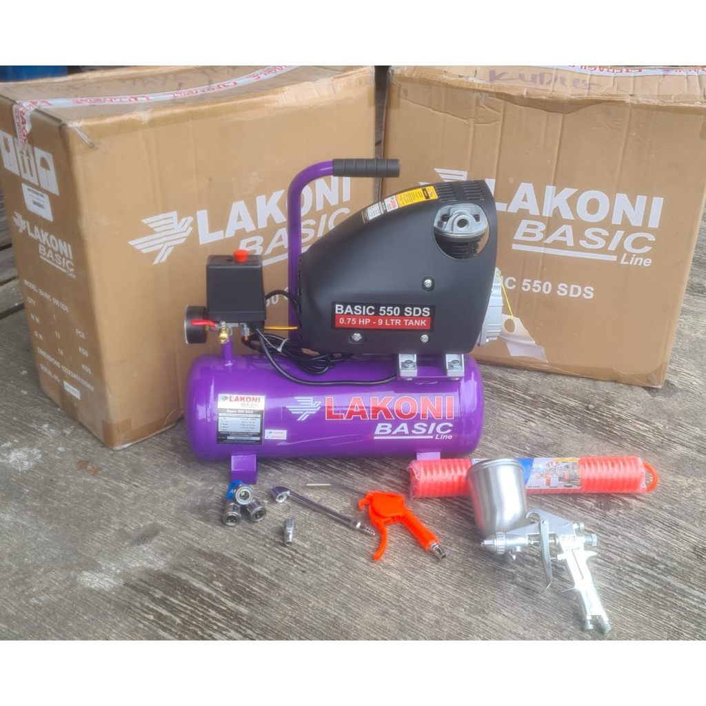 PAKET KOMPRESOR LISTRIK BASIC LAKONI OLI 0.75HP 9LITER MURMER