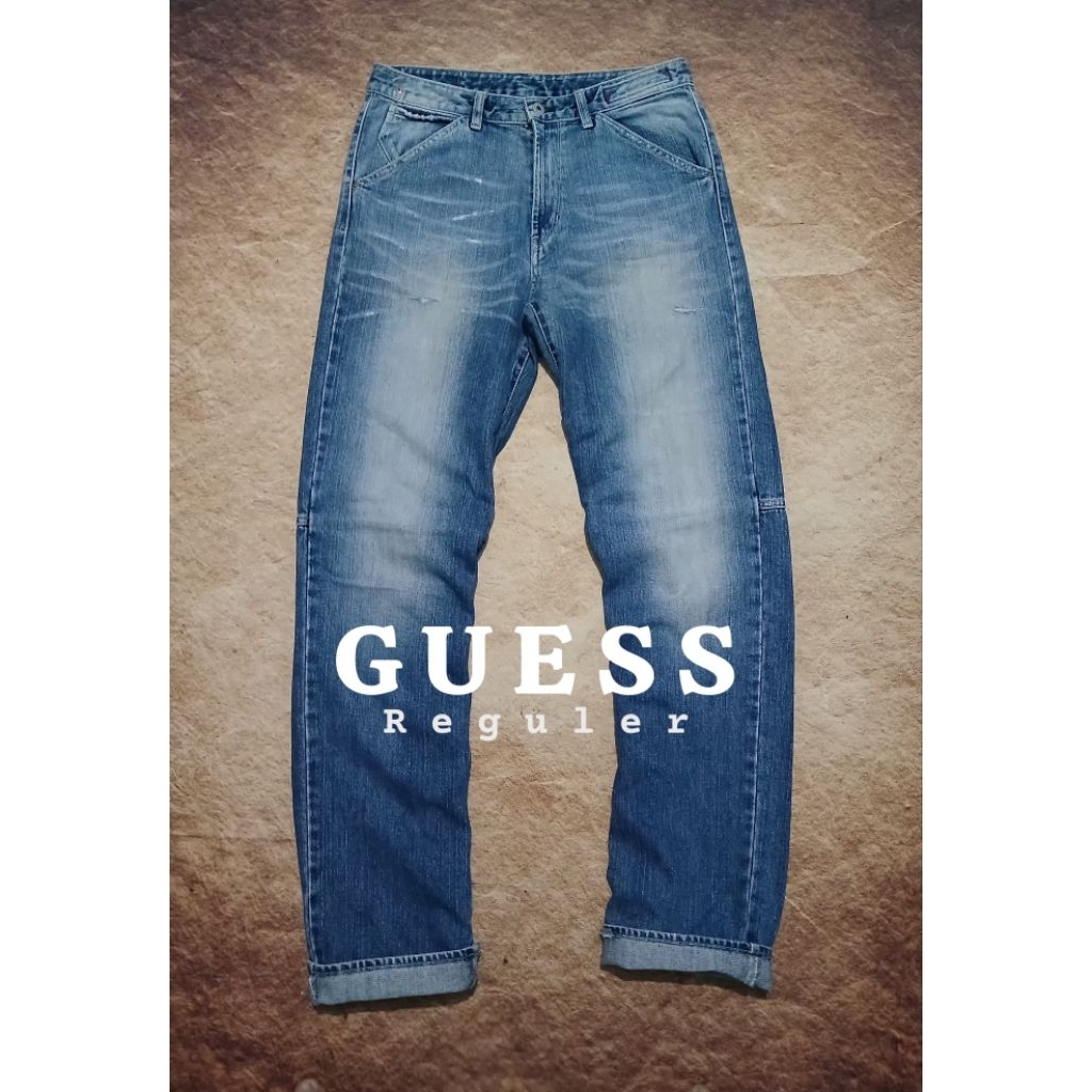 Celana jeans pria keren GUESS model riped bekas murah