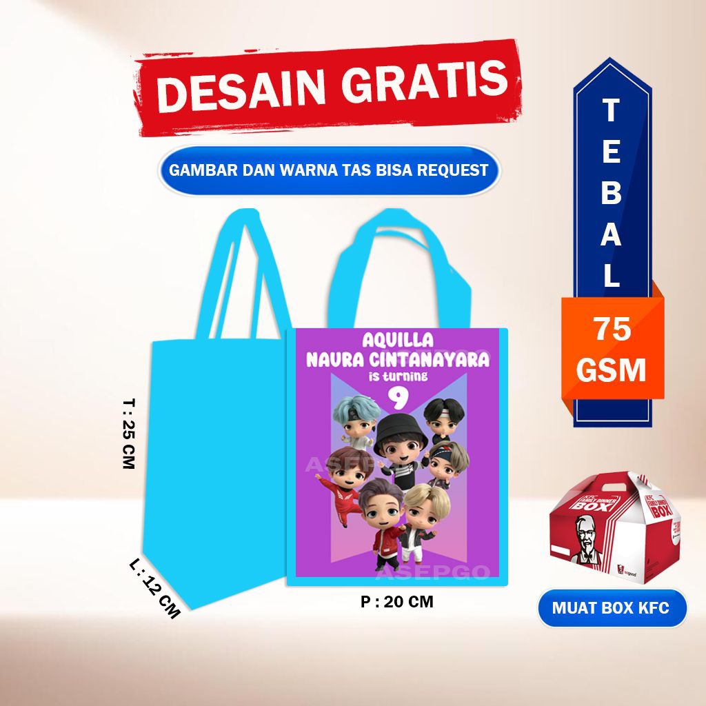 Tas ultah anak BTS/Tas Ulang Tahun BTS BT21