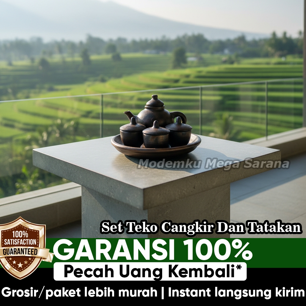 Set Teko Cangkir Teh Poci Mini Gerabah Tanah Liat - Teh Seduh Hangat Nikmat Estetik