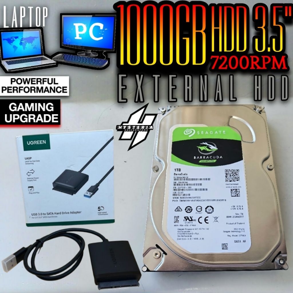 Hardisk External 1TB 7200RPM | HDD Harddisk Hardrive External 1TB 7200RPM Upgrade Performance PC Lap