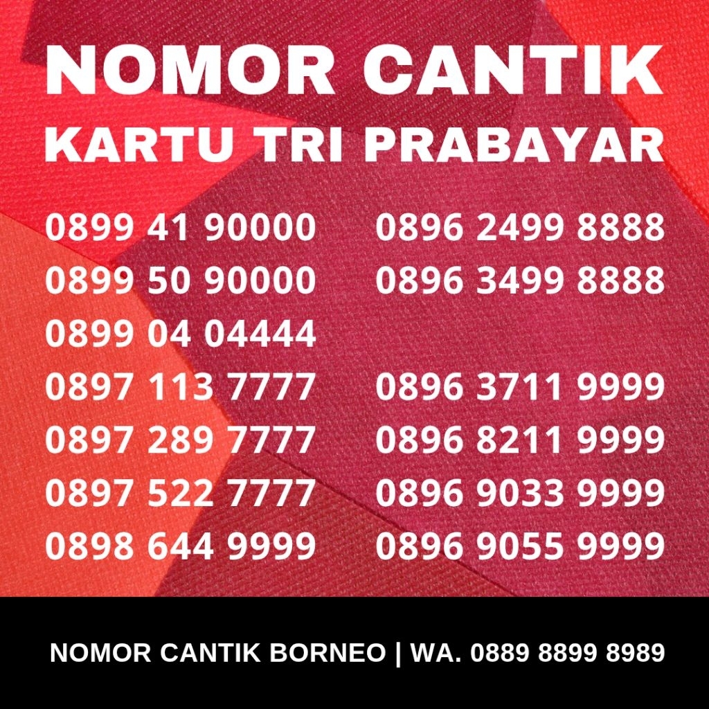 Kartu Perdana Three - Nomor Cantik Tri Prabayar - Kwarted 1111 / 2222 / 3333 / 4444 / 5555 / 6666 / 