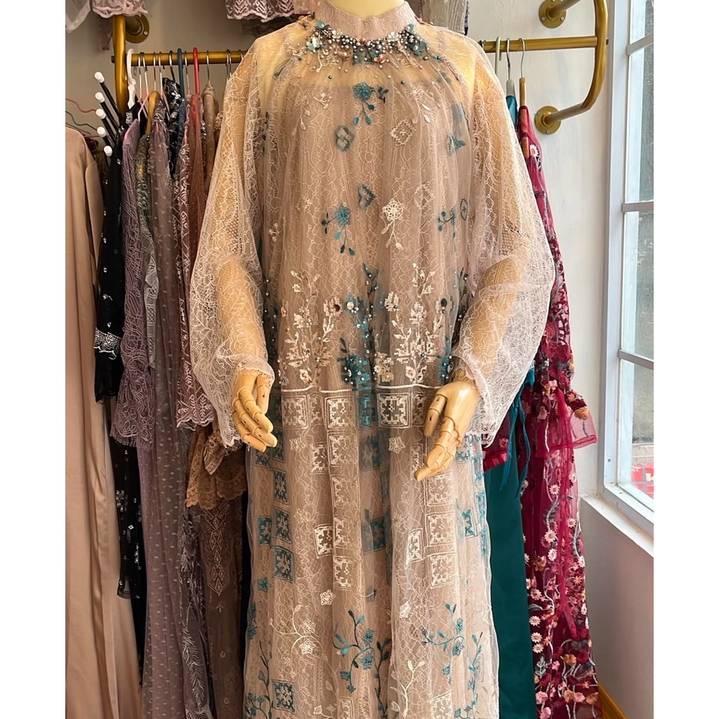 chantilly dress nude coklat cream | Sewa Dress Jakarta  I Sewa Dress Lebaran | Sewa Dress Kondangan