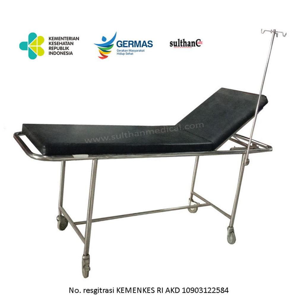 Brankar Sederhana Stainless - Brancard Ekonomis - Brankar UGD - Emergency Bed