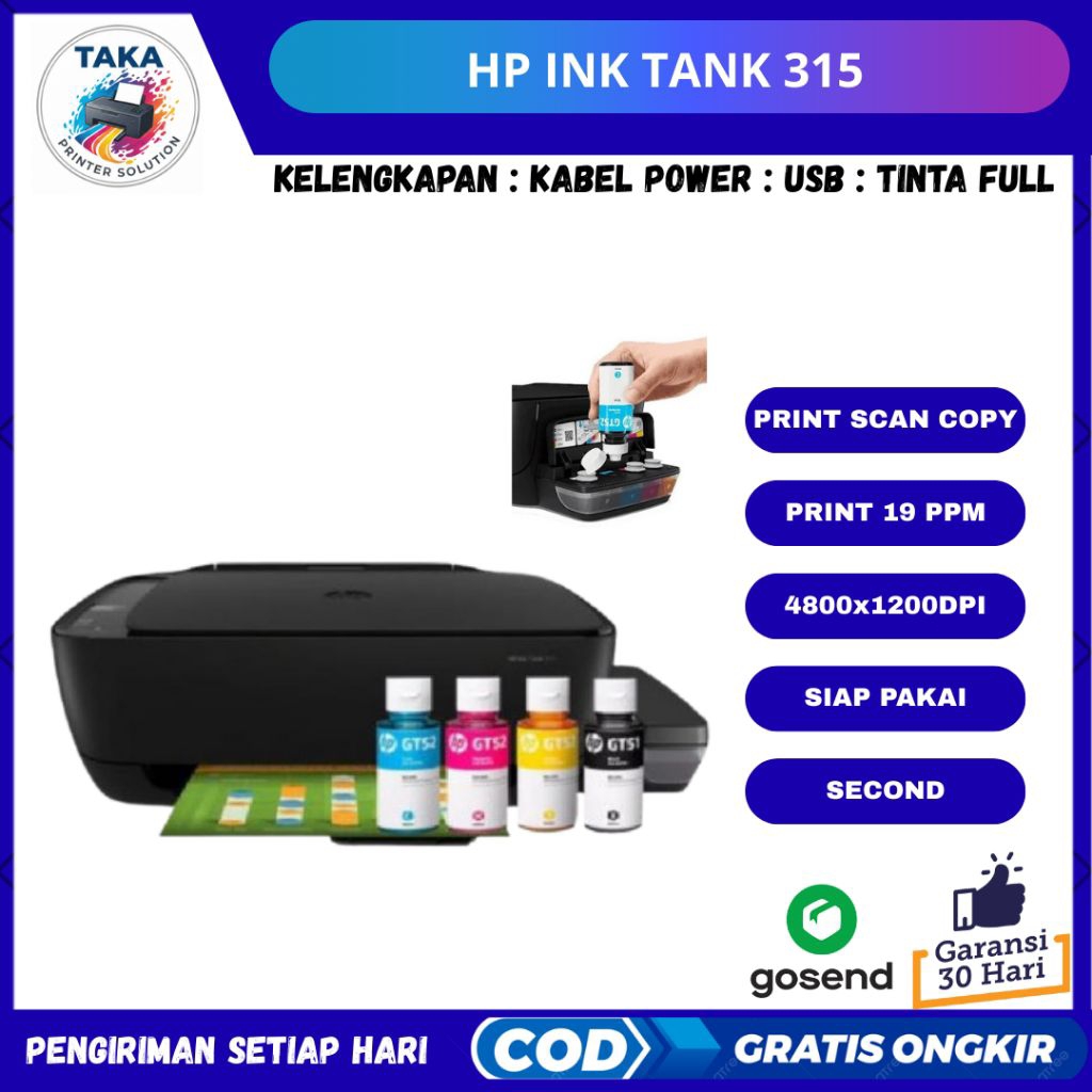 Printer HP Ink Tank 315  All in One Inktank HP 315 infus Pabrik Print Scan Copy Print Foto Multifung