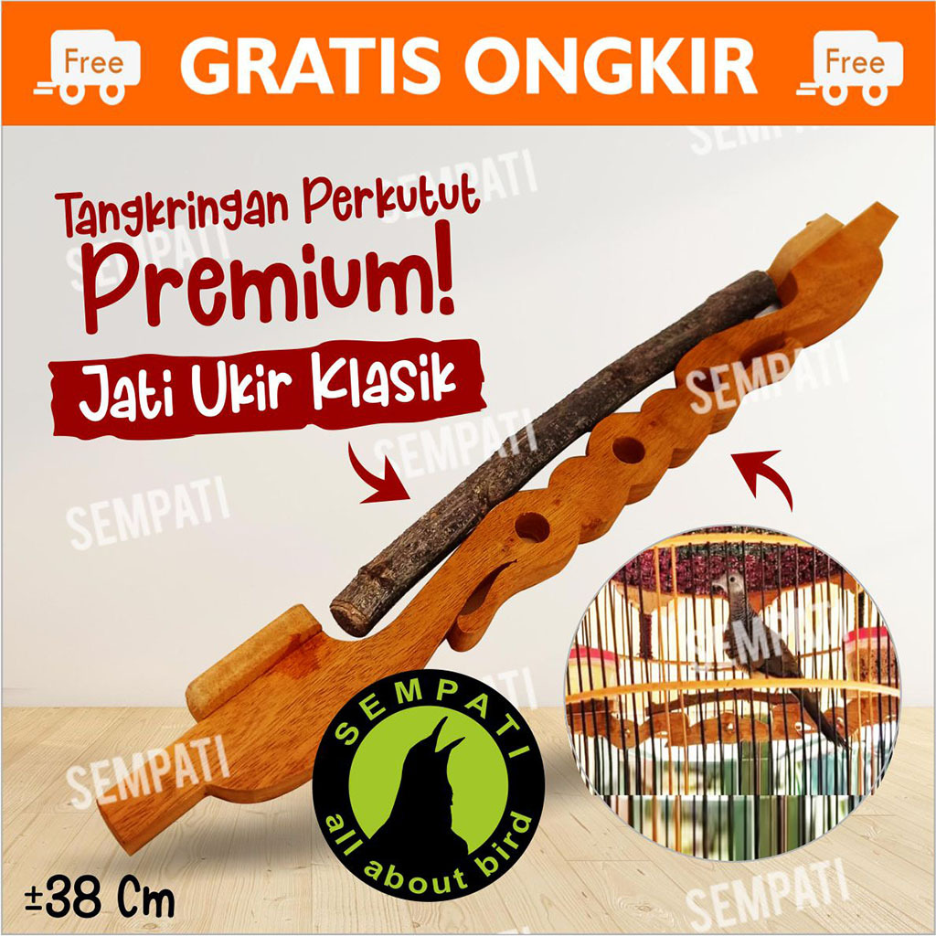 SEMPATI Tangkringan Perkutut Kayu Jati Klasik Tangkaringan Sangkar Kandang Burung Perkutut derkuku U