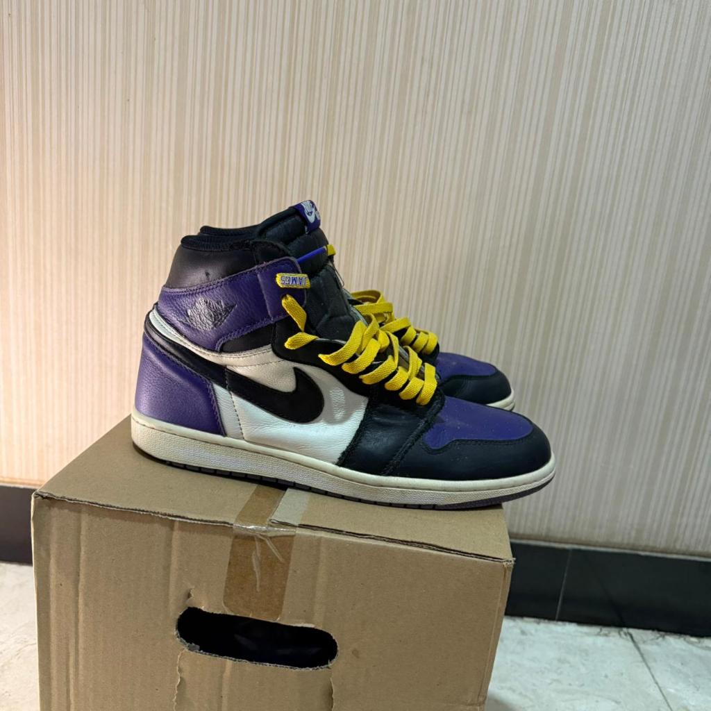 Nike Air Jordan Mid Lakers Court Purple Original Size 45 Sneakers Sepatu Laces Replacement Like New
