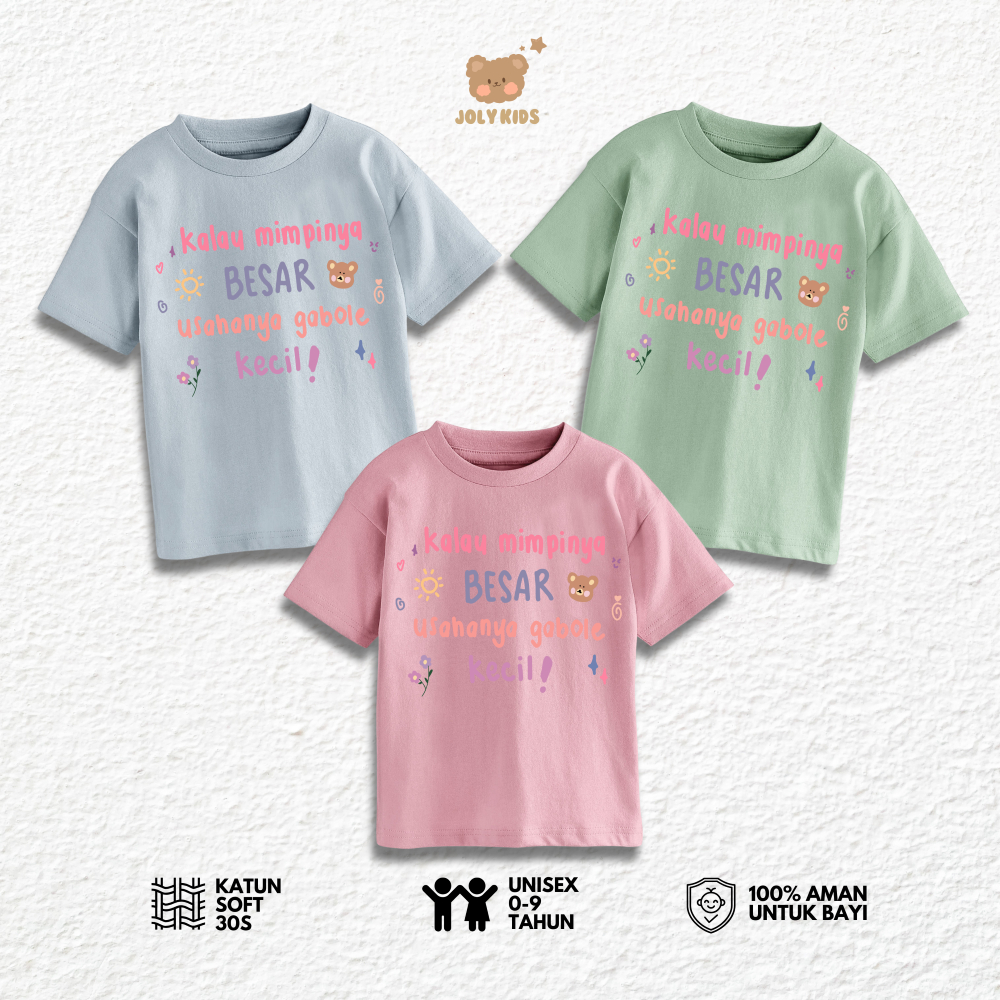 Jolly Kids Baju Atasan Kaos USAHA Anak Usia 1-9 Tahun Perempuan Laki Laki Cewek Cowok