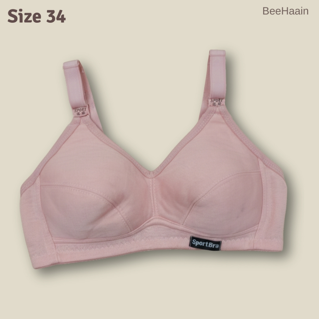 BeeHaa - Bra Sport Tanpa Kawat Bahan Kaos Adem Nyaman Harian Bra Jumbo 34-46 BH Wanita Anti Begah