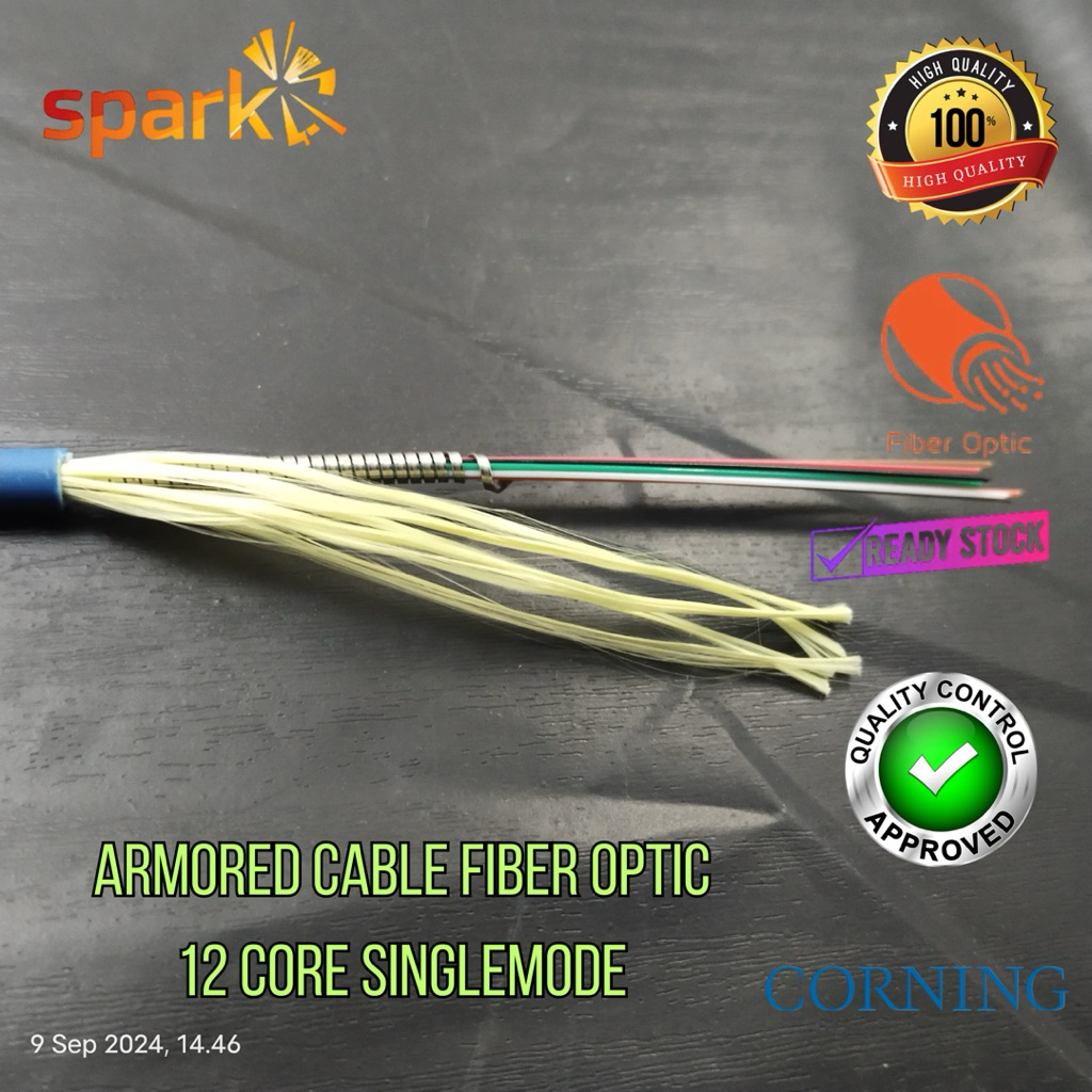Armored Cable Fiber Optic 12 Core Singlemode 3.0Mm Round Type Meteran/Cable Only TANPA CONNECTOR