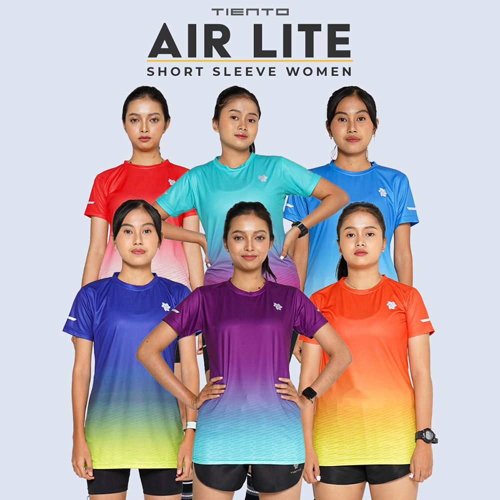 Tiento Baju Lari Ringan Jersey Running Anti UV Wanita Dry Fit Airlite
