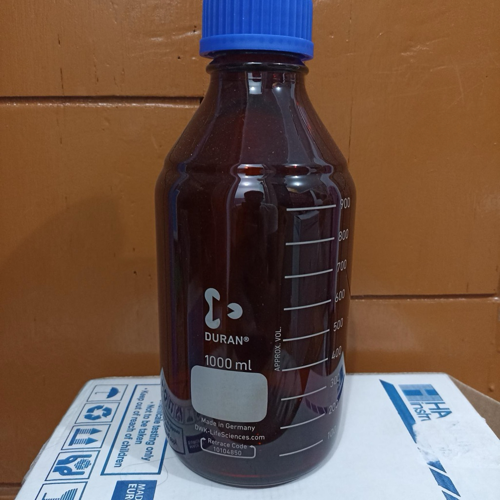 DURAN LABORATORY AMBER 1000 ML-BOTOL SCHOTT DURAN COKLAT 1L