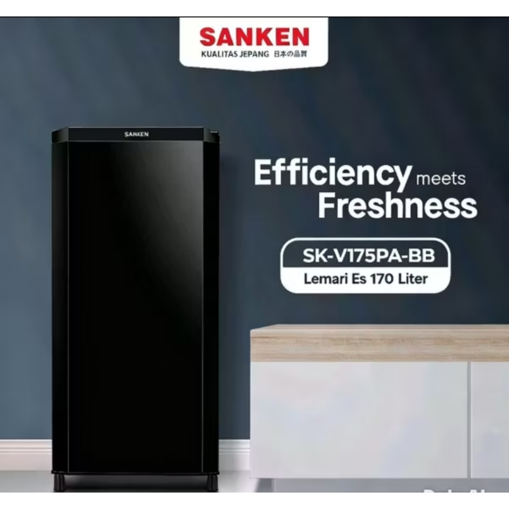 Kulkas 1 Pintu 170 Liter SANKEN V175A-BB Lemari Es / Refrigator 170L V175A