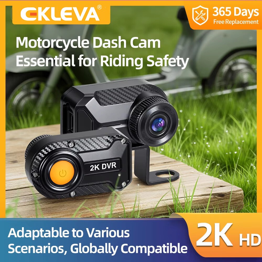 EKLEVA 2K 30fps Dash Cam DVR Sepeda Motor Universal, Kamera Helm Anti Air Aktivitas Luar Ruangan Bla