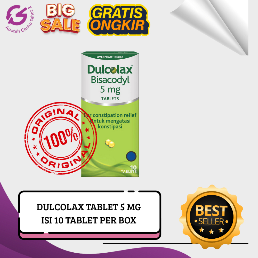 DULCOLAX TABLET MEMBANTU MELANCARKAN BUANG AIR BESAR @10 TABLET PER BOX