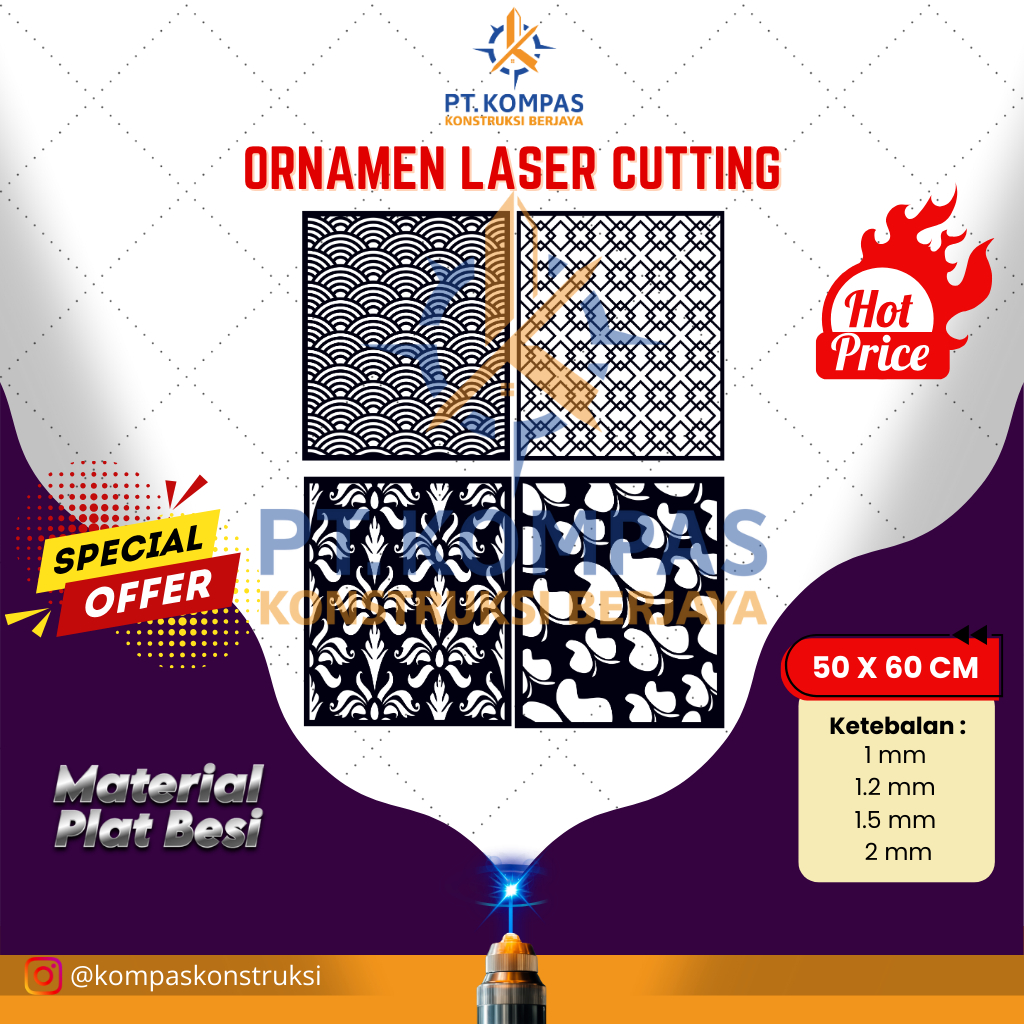 Ornamen Laser Cutting 3003_G, 3003_H, 3003_I, 3003_J, 3003_K, 3003_L