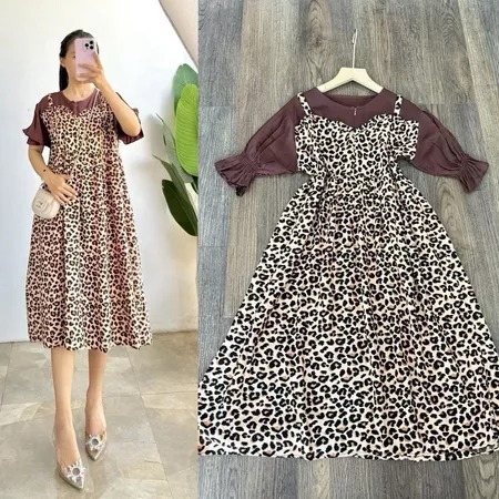 NEW CILLA DRESS RAYON KOMBINASI LD 110 / DASTER RAYON / MIDI RAYON MOTIF / MIDI RAYON WANITA KEKINIA