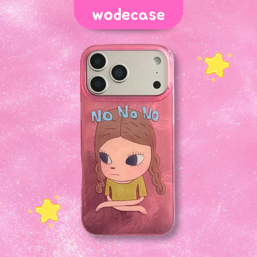 WODECASE No No Girl Yoshitomo Nara Protective Acrylic Case Softcase untuk iPhone 12 13 14 15 16 17 P