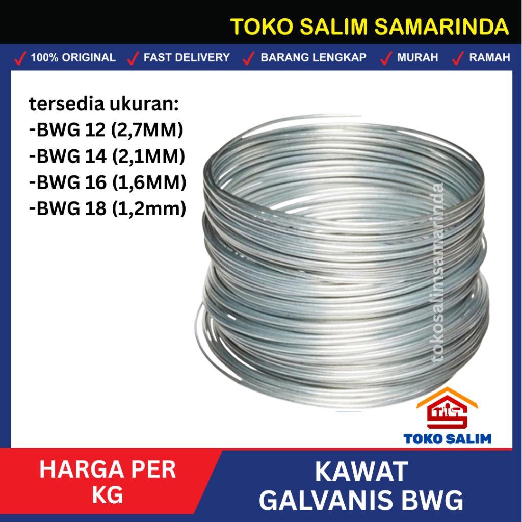 Kawat Galvanis BWG per 1KG - BWG 12 / BWG 14 / BWG 16 / BWG 18