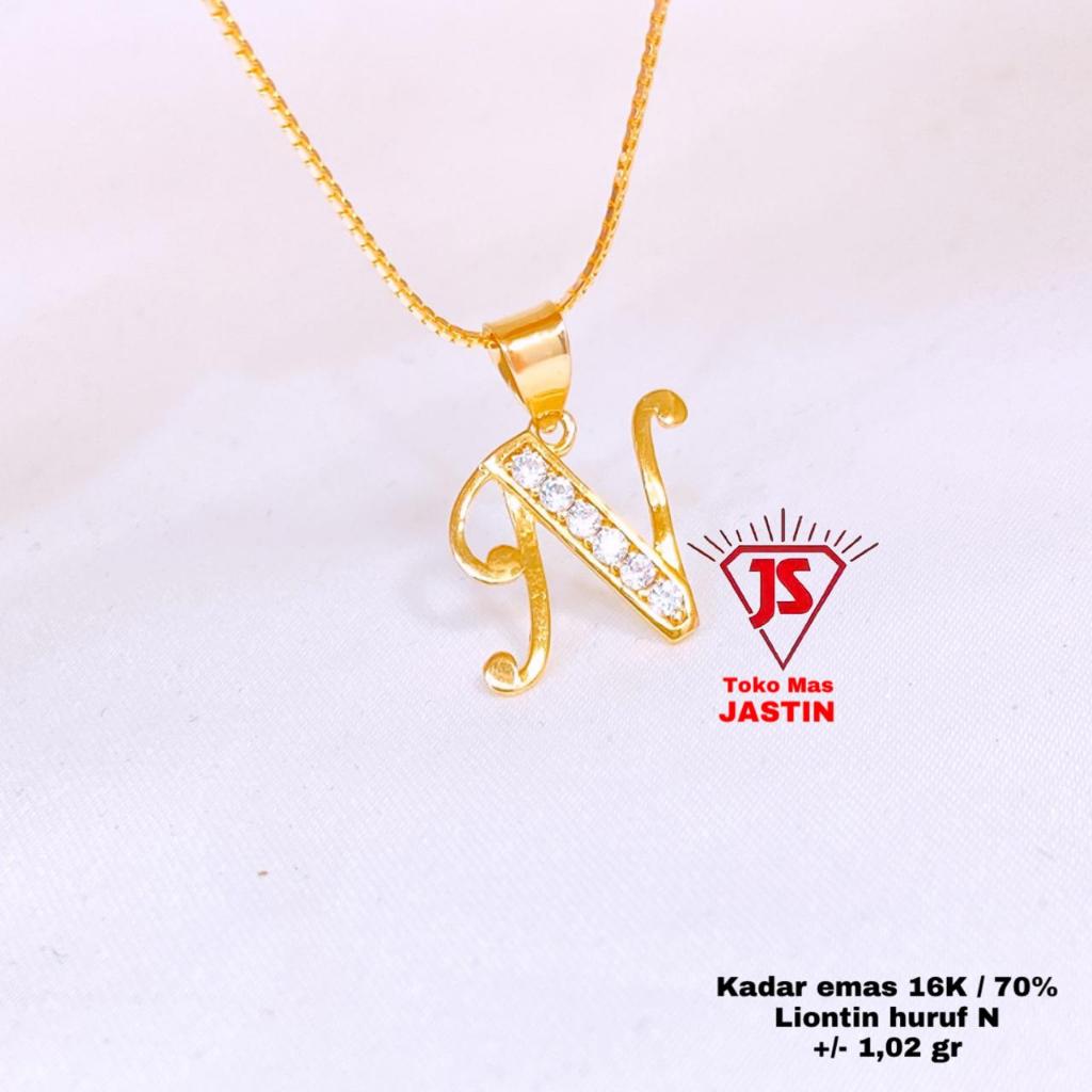 liontin huruf N emas 70% /16k