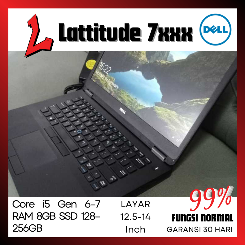 Laptop Dell Latitude 7270 7280 7290 7380 7470 7480 7490 Second / Seken | Core i5 Gen 6–7 RAM 8GB SSD