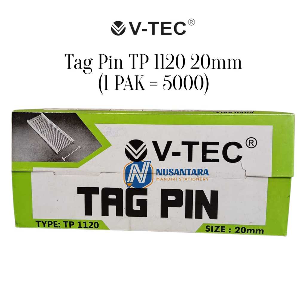 V-TEC Tag Pin / Refill Mesin Tembak Label Baju Original TP 1120 Size 20mm ( 1 Pak isi 5000 )