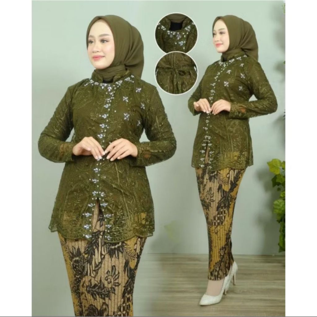 Sarita Tile Full Payet Jahit Tangan Kebaya Pesta Kondangan Keluarga Wisuda Wanita Kekinian / Kebaya 