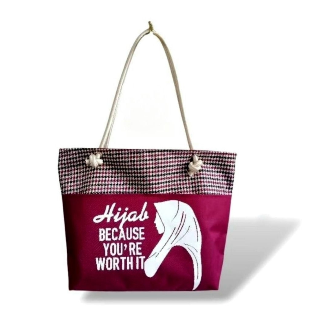 Totebag Hampers | Tas Kanvas Tali Sumbu | Tas Motif Hijab