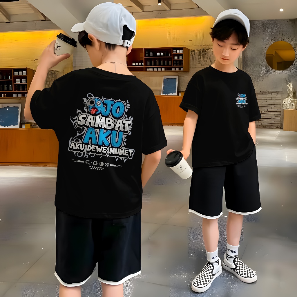 Kaos Anak Distro Premium (OJO SAMBAT) – Unisex  Sablon DTF kualitas tinggi, lembut & tidak kaku  Bah