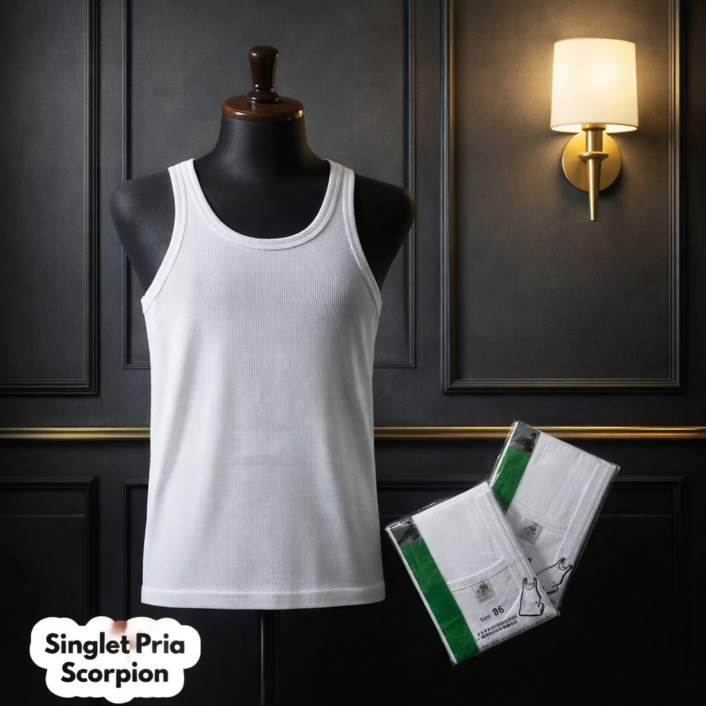 [ 3 Pcs ] Singlet Pria Scorpion | Singlet Scorpion | Singlet Pria | Kaos Dalam Pria Salur | Kaos Sin