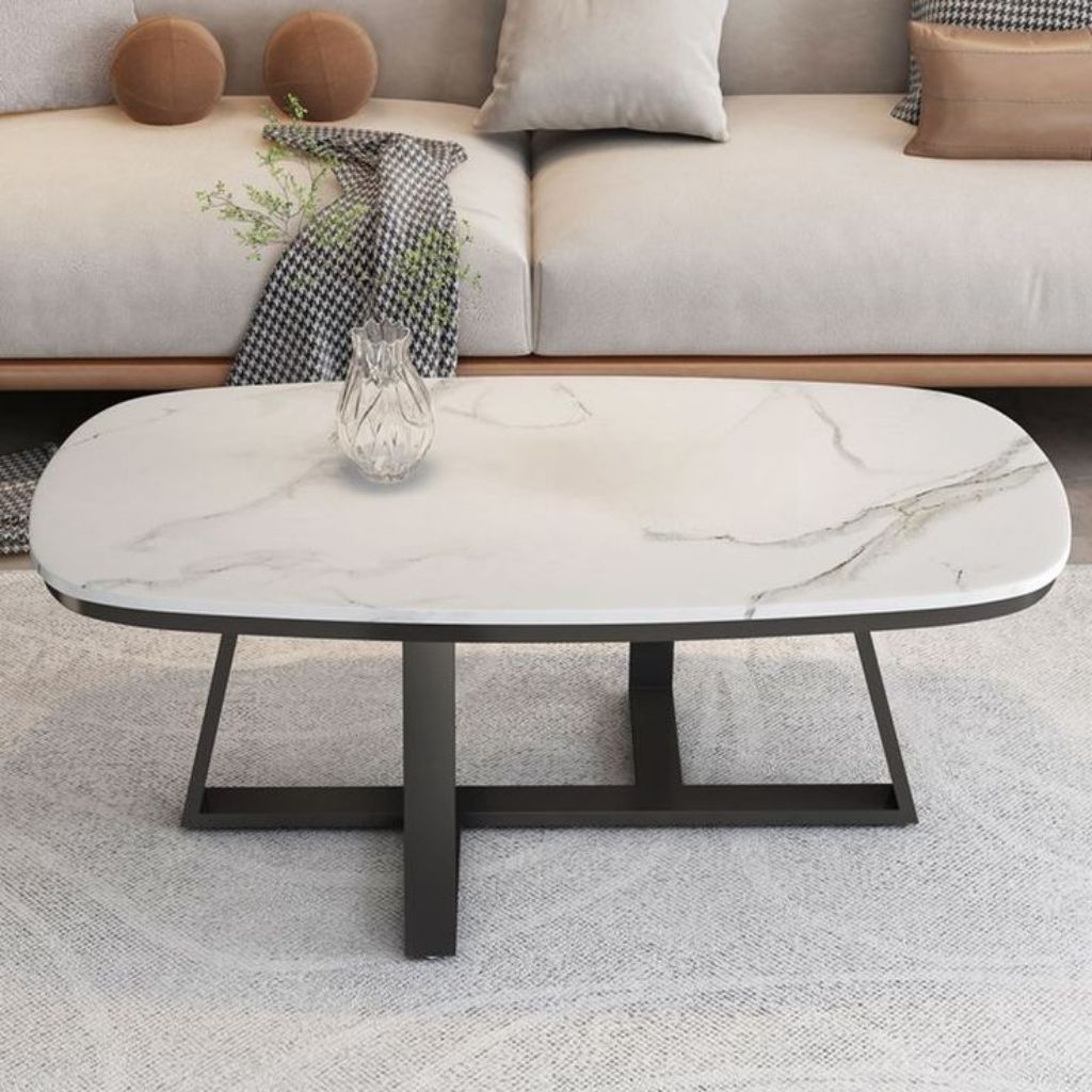 coffe table marmer minimalis kaki besi