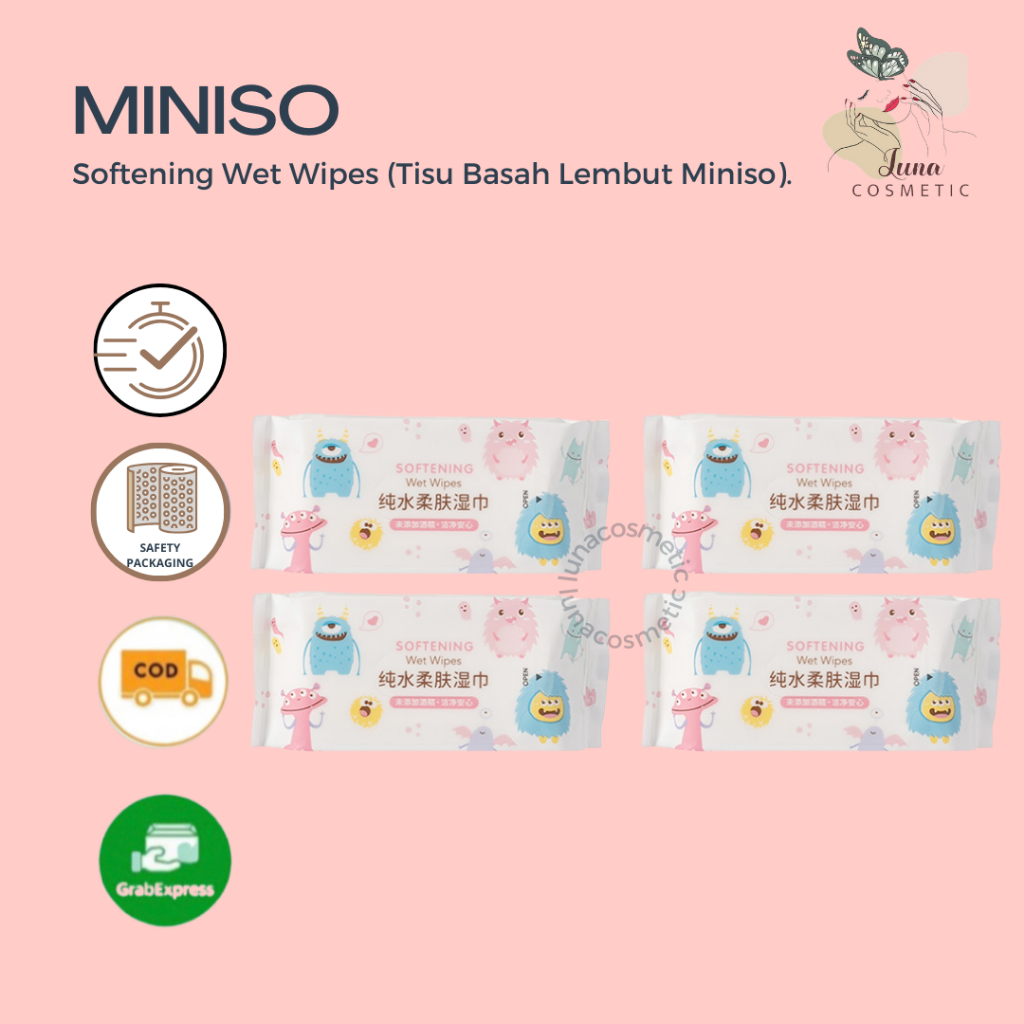 Miniso Softening Wet Wipes (Tisu Basah Lembut Miniso).