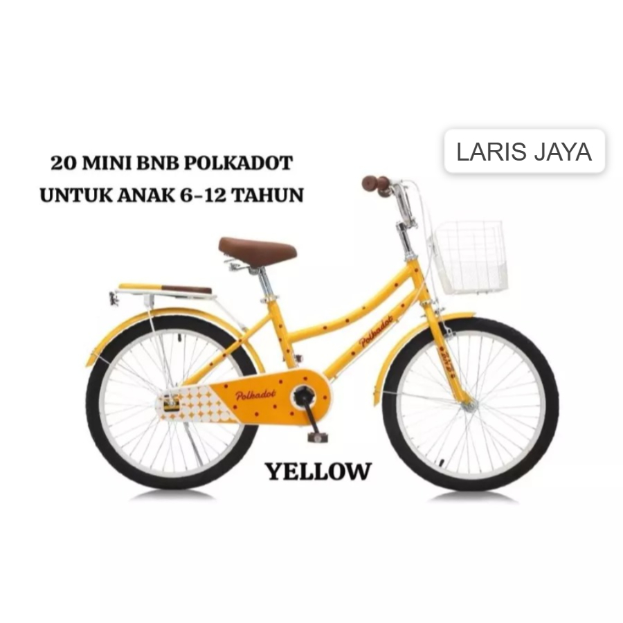 Sepeda Mini 20 BNB Polkadot Swan Anak Perempuan Keranjang Boncengan sepeda anak perempuan
