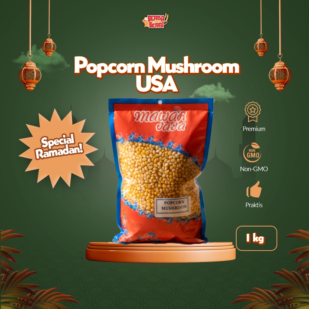 CROWN USA Popcorn Kernel Mushroom – Jagung Berondong Premium 500gr / 1KG