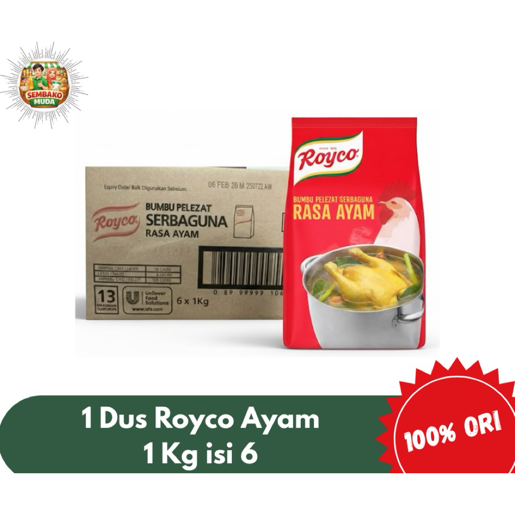 Royco Ayam 1 Kg / 1 Dus isi 6 / Royco Bumbu penyedap Rasa Ayam 1 Karton
