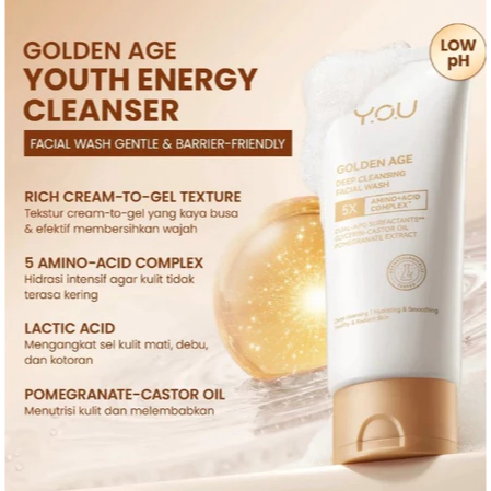 YOU NEW PACKAGING Golden Age Deep Cleansing Facial Wash 100g [Deep Pore Cleansing & Removes makeup] 