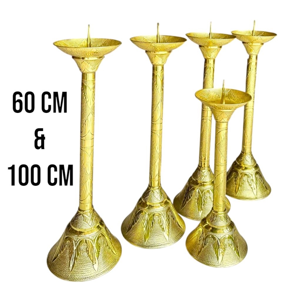 Tempat Lilin Altar Kuningan/Lilin Altar/Tinggi 60 Cm/Kasula Imam Katolik