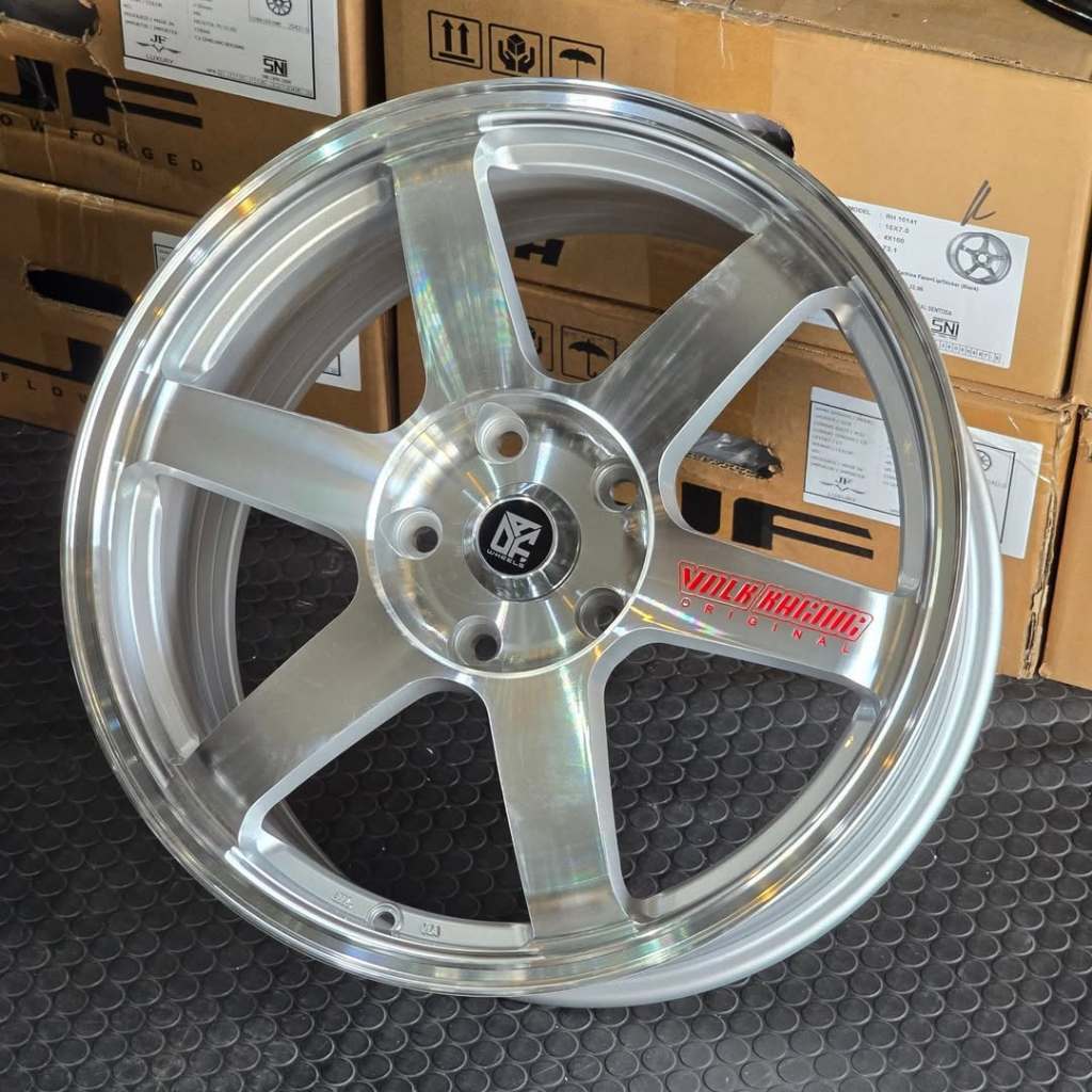 velg mobil bmw ring 18 VOLKRAYS TE37 POLISH PCD 5X120 velg racing r18 BMW F30 BYD SEAL RANGE ROVER M