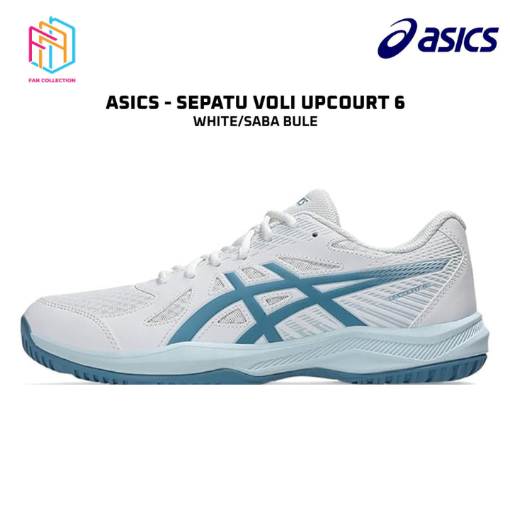 Sepatu Voli ASICS Upcourt 6 White Saba Blue