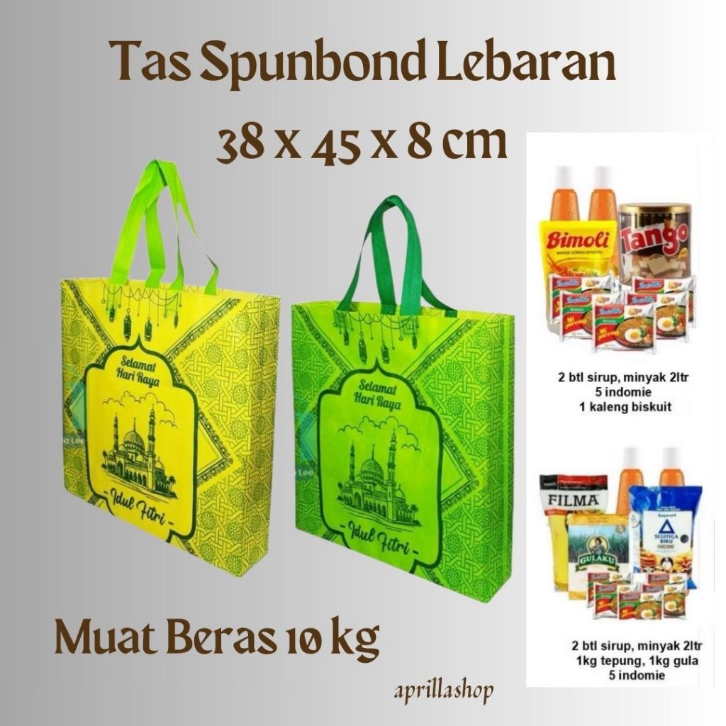 ( isi 12 Tas ) Tas Spunbond Idul Fitri Jumbo dan Sedang / Goodie Bag idul Fitri Kain PRESS / Tas Spu