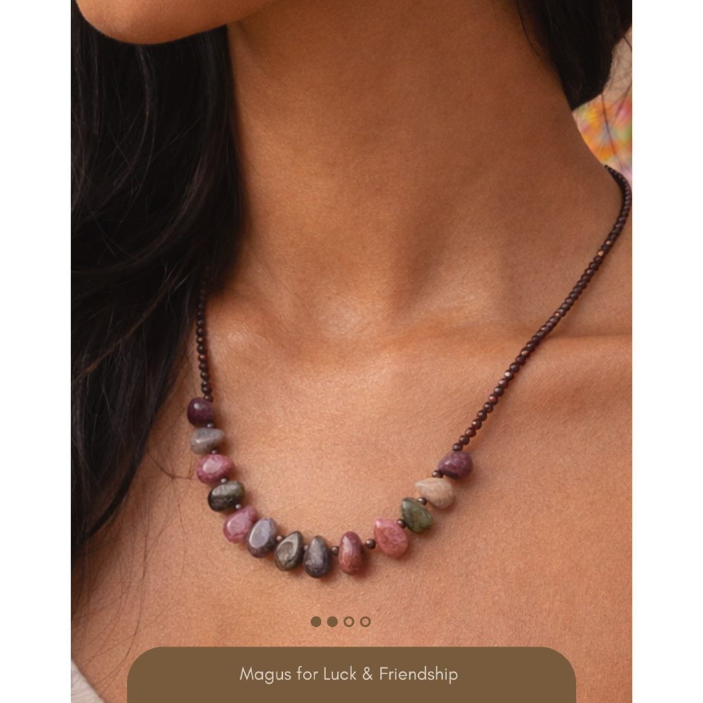 Kalung Garnet Tourmaline Batu Alam Handmade MAGUS