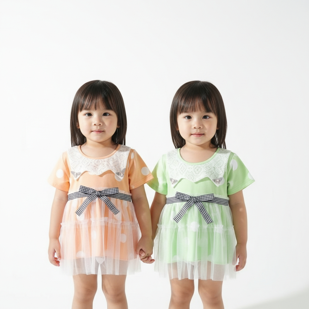 Dress Korean Anak Perempuan 0-2 Tahun / Baju Anak Perempuan Kekinian / Dress Softly Tile Polkadot