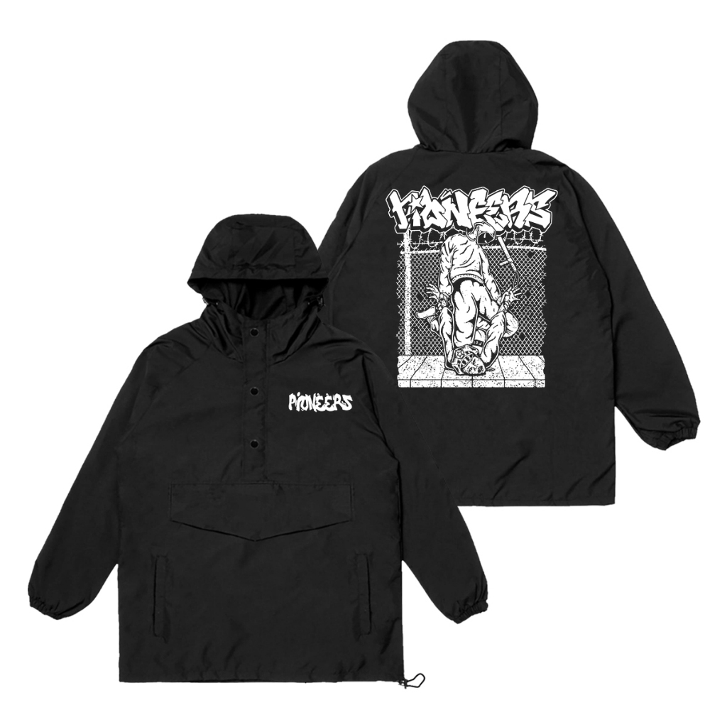 Ganzet Store Jacket Cougle PIONEERS Jacket Parasut Waterproof Tahan Air Jacket Hitam Panjang unisex 