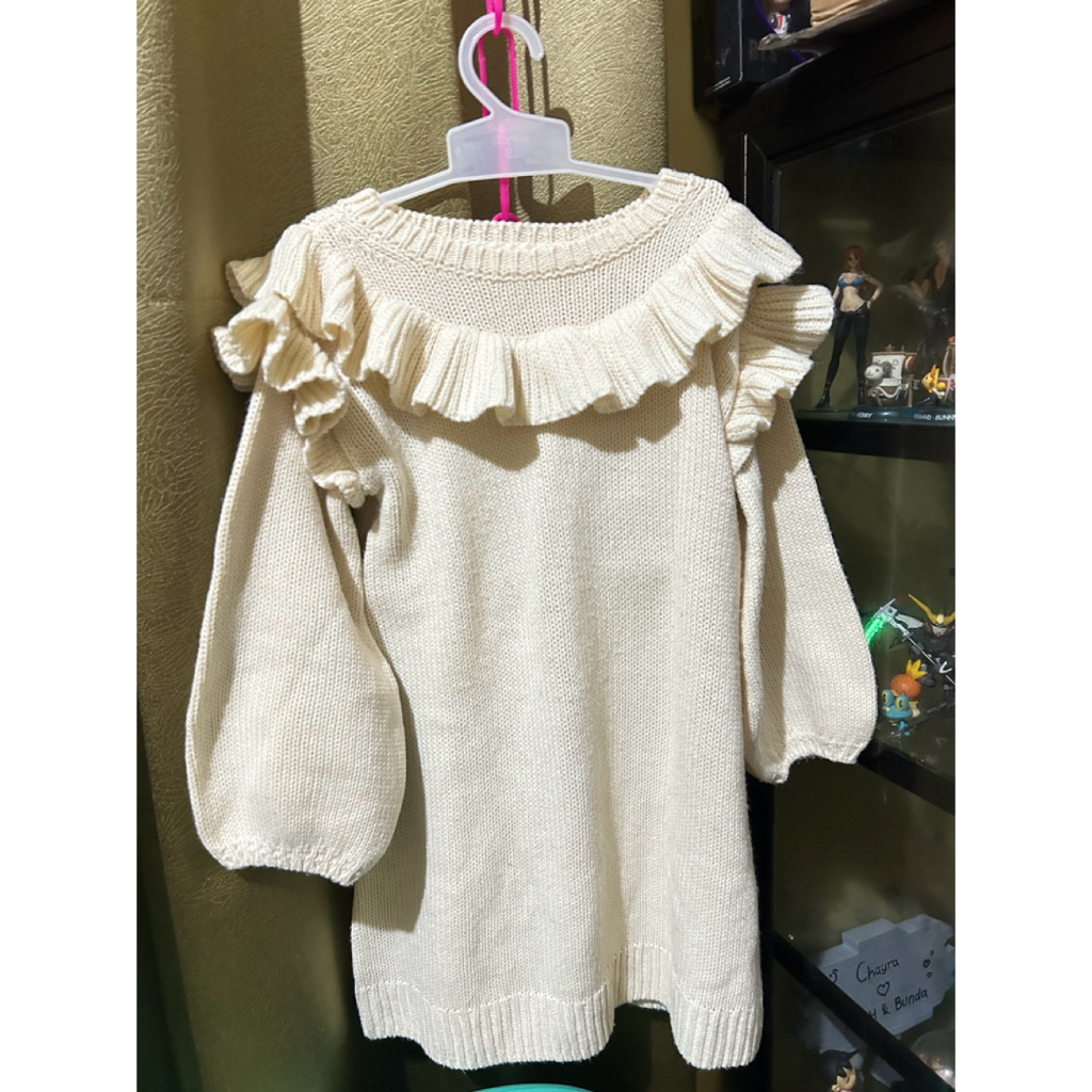 dress knit rajut GU Uniqlo broken white