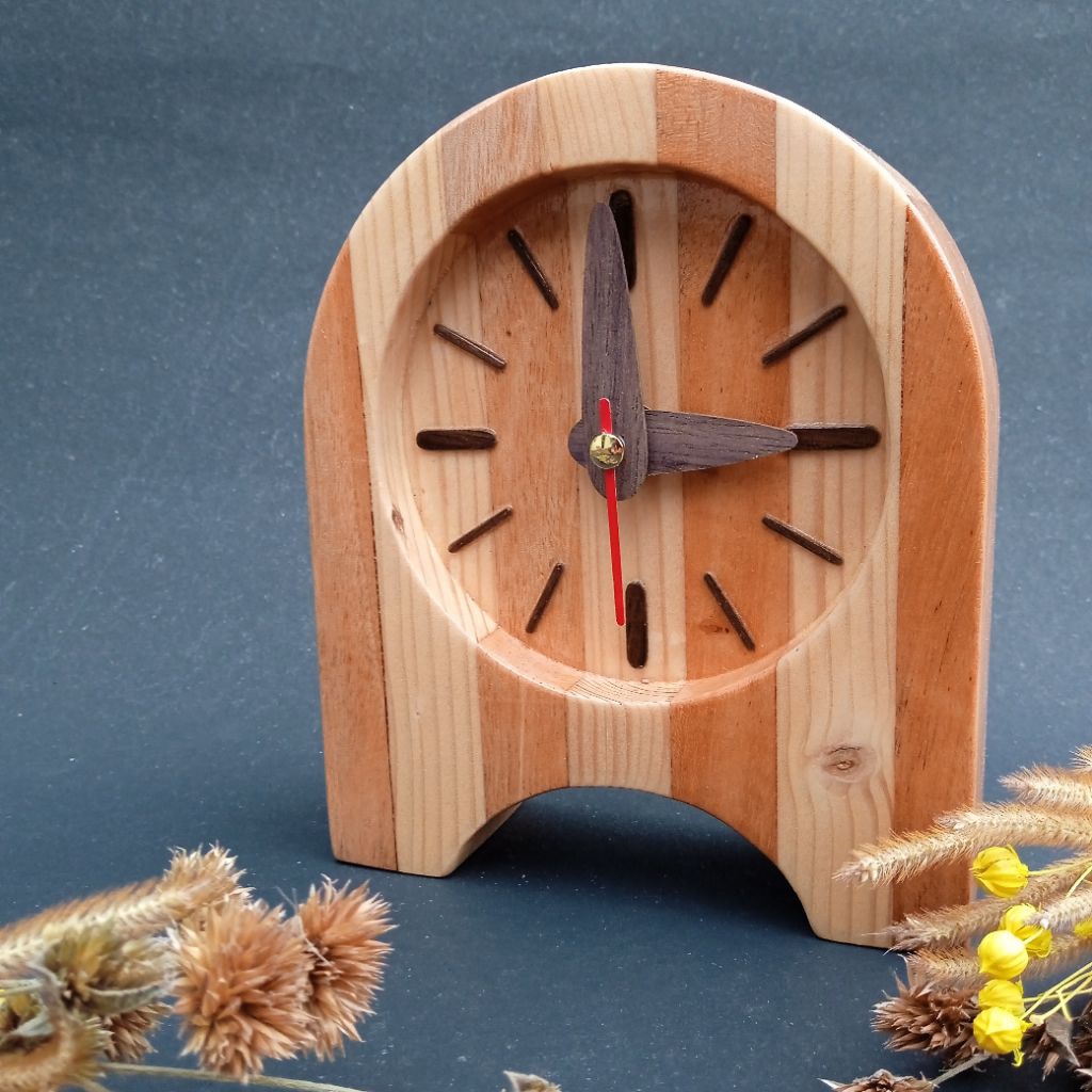 Jam meja aesthetic / jam kayu / jam meja kayu / jam kayu estetik / jam aesthetic / hiasan dinding / 