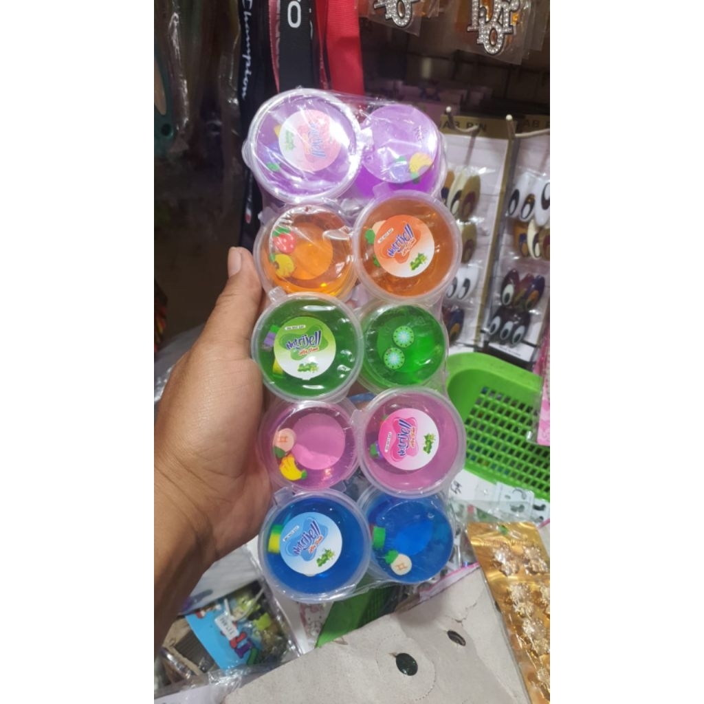 1 PAK (10 CUP) SLIME JELLY KEMASAN GELAS KECIL SLIME FANTA slem mainan anak anti stress warna clear